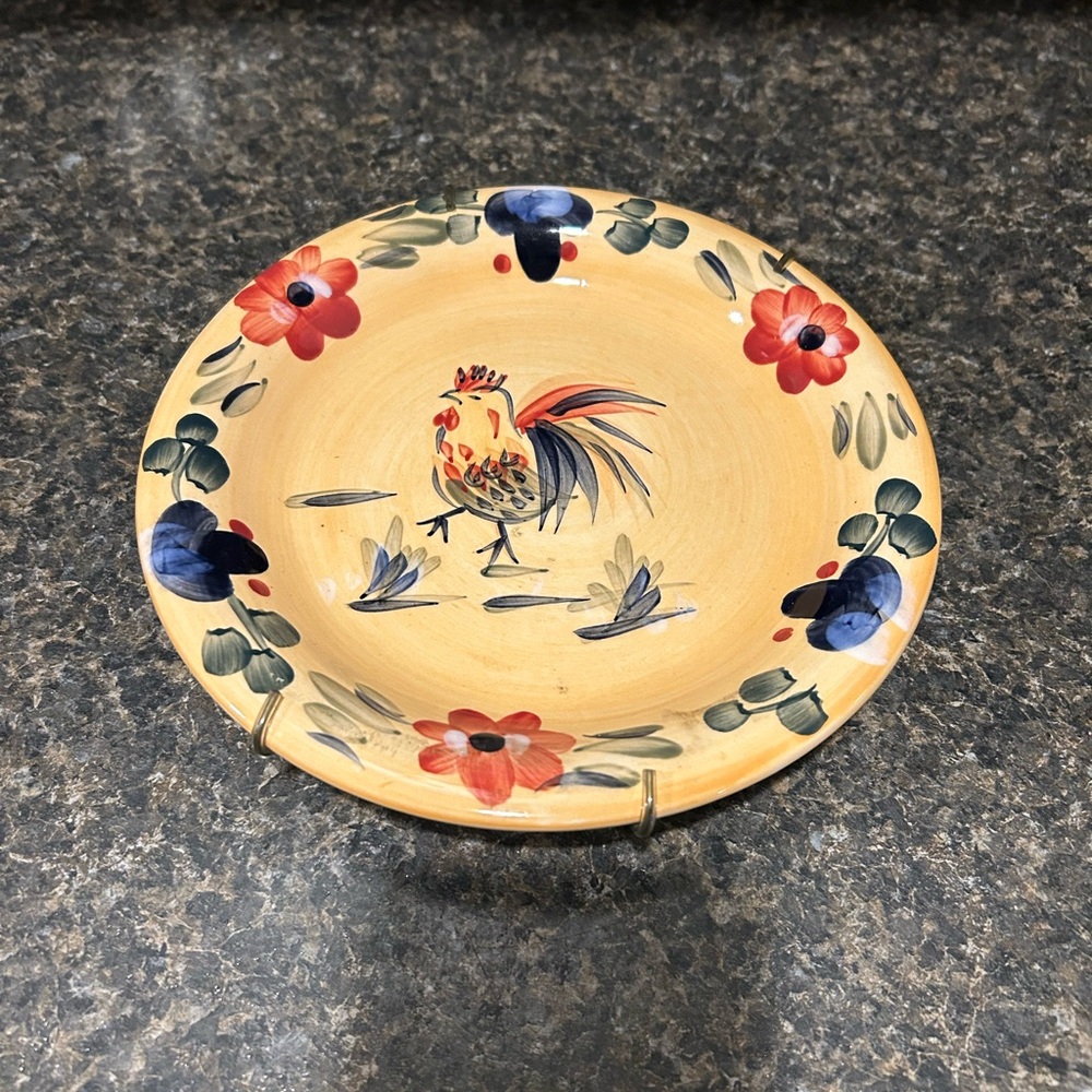 Colorful  Gibson Good Morning Yellow Rooster Decorative Plate
